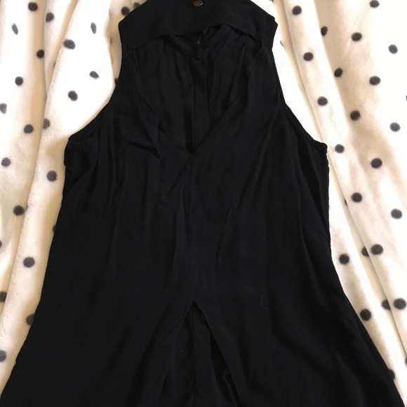 GUESS - Black Sleeveless Button Up Blouse with Back Cutout - Picture 2 of 5